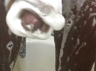 Chocolate Sexsymbol Stroking BBC IN THE Shower UNTIL she Cum's LARGE LOAD..