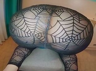 Ginger Spider Net Pantyhose Rub & Cum  Ginger Quickie Series
